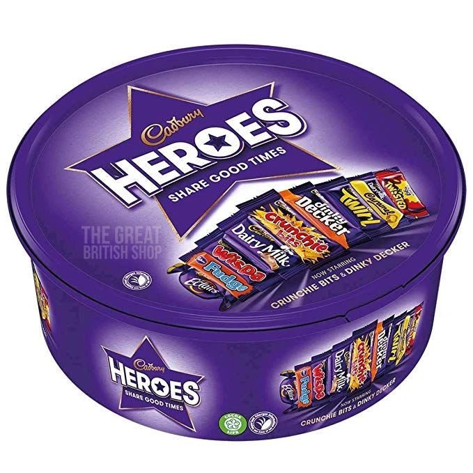 Cadbury Heros Tub - 600g imported British grocery product available in Canada