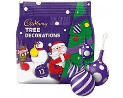 Cadbury Milk Chocolate Tree Decorations - 72g imported British grocery product available in Canada