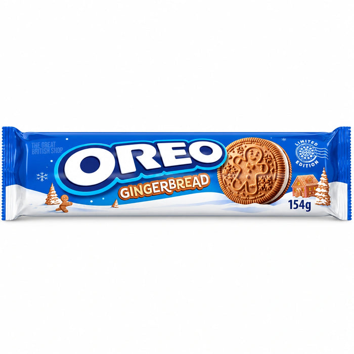 Cadbury Oreo Gingerbread - 154g, front view of the UK packaging