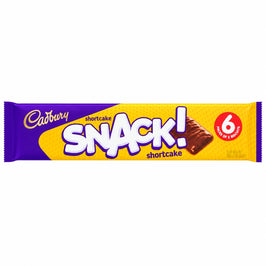 Cadbury Snack Shortcake Chocolate Biscuit 6 Pack, front view of the original product packaging.