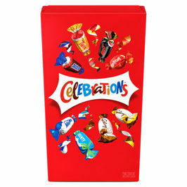 Celebrations Mini Box 69g: the front of the red carton showing assorted wrapped chocolates.