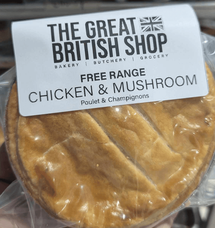 Chicken & Mushroom Pie from The Great British Shop bakery in Halifax