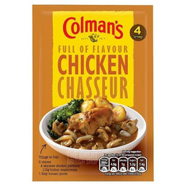 Colman's Chicken Chasseur Mix 43g: front of the packet showing chicken dish bowl image.