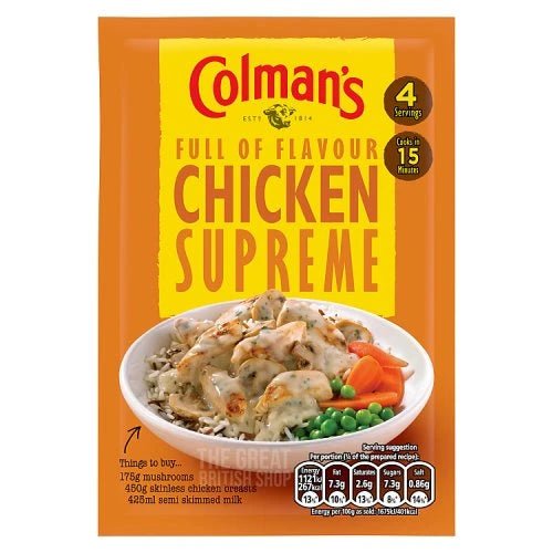 Colmans Chicken Supreme Mix - 38g imported British grocery product available in Canada