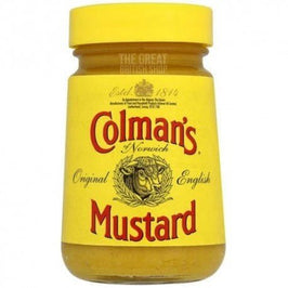 Colman's English Mustard 100g: glass jar with yellow lid and yellow label.