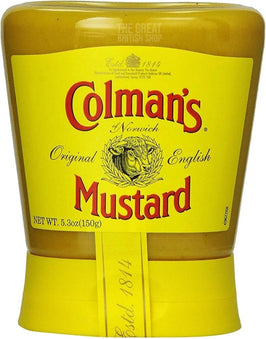 Colman's Squeezy Mustard 150g: front of the squeezy bottle showing the yellow label.