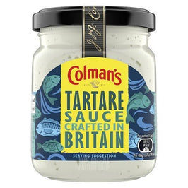 Colman's Tartare Sauce 144g: the jar showing its label with fish design and black lid.