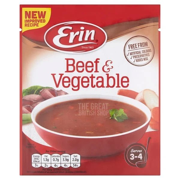 Erin Beef & Vegetable Soup - 68g imported British grocery product available in Canada