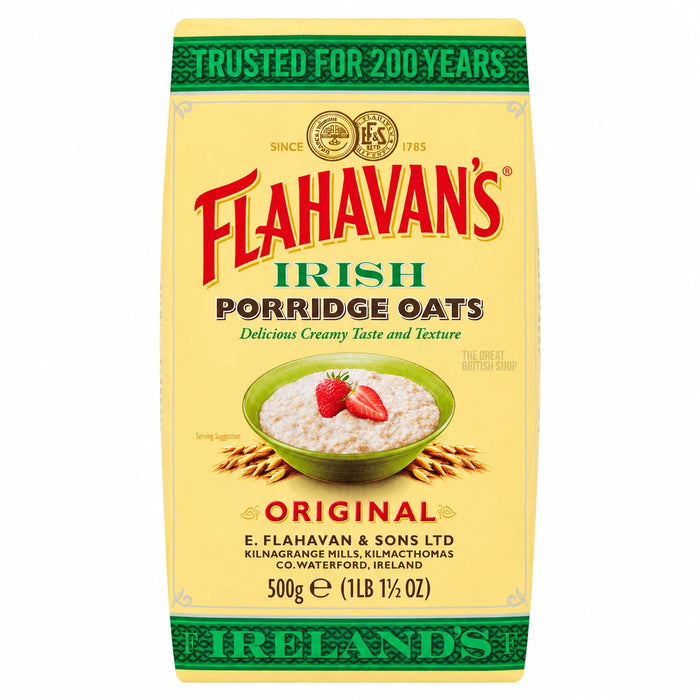 Flahavan's Irish Porridge Oats - 500g, front view of the product packaging