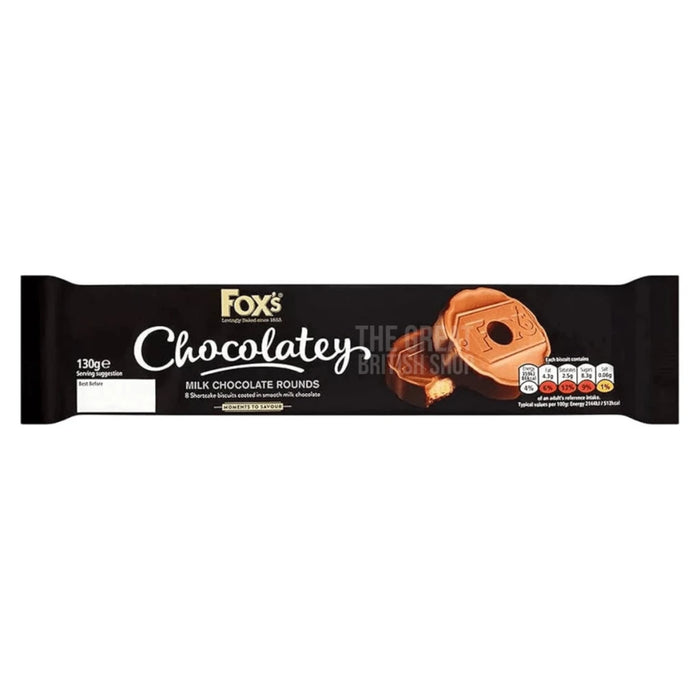 Fox's Chocolatey Milk Chocolate Rounds - 130g imported British grocery product available in Canada