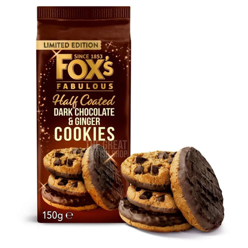 Fox's Fabulous Dark Chocolate & Ginger Cookies - 175g imported British grocery product available in Canada