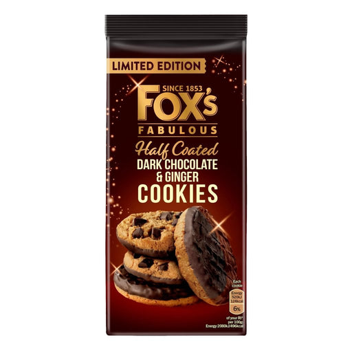 Fox's Fabulous Dark Chocolate & Ginger Cookies - 175g | British Store Online | The Great British Shop