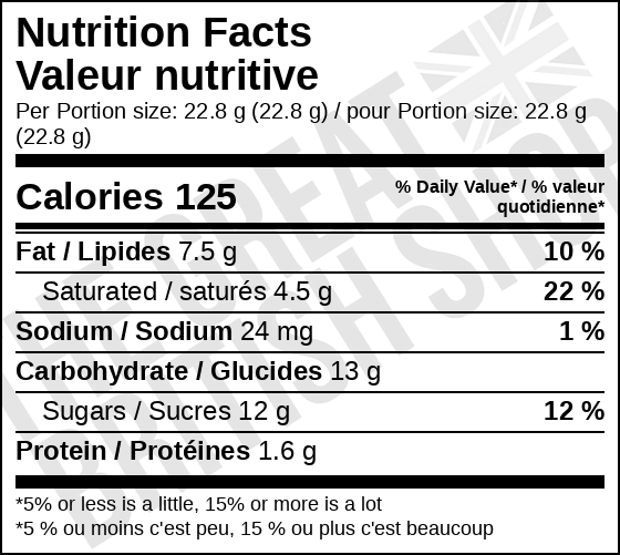 Galaxy Cookie Crumble Bar - 114g nutrition facts label / valeur nutritive