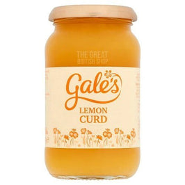 Gale's Lemon Curd 410g: glass jar with gold lid and cream label showing floral design.