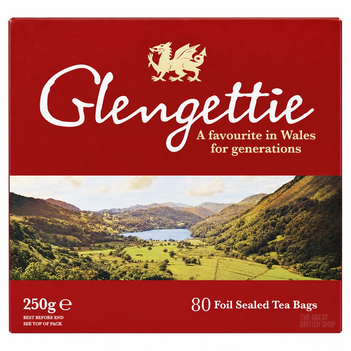 Glengettie Tea - 80 Teabags, front view of the product packaging
