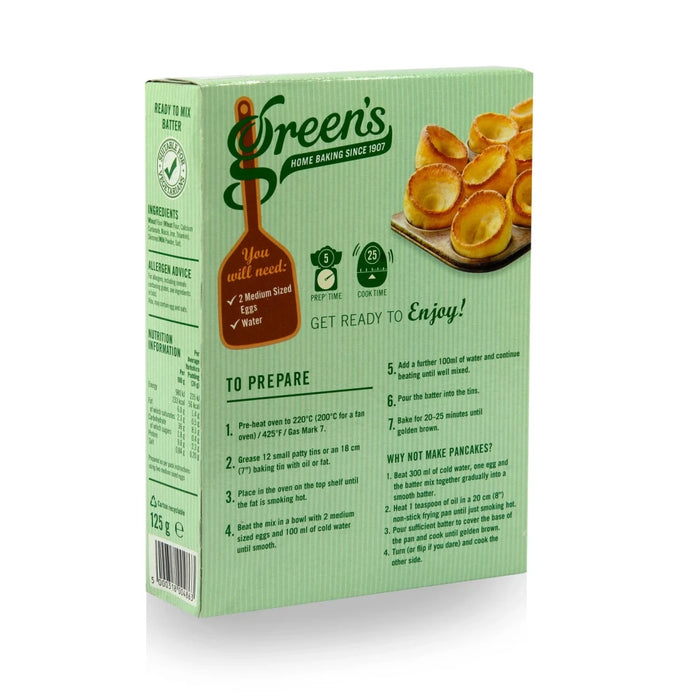 Green's Batter/Yorkshire Pudding Mix - 125g imported British grocery product available in Canada