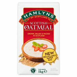 Hamlyns Scottish Oatmeal - 1kg, front view of the product packaging