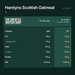Hamlyns Scottish Oatmeal 1kg nutrition summary; Per 100 g oats; Per serving 40 g oats, with water; salt shown as salt.