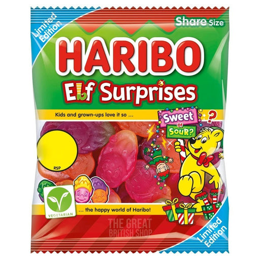Haribo Elf Surprises Sweet Or Sour - 140g imported British grocery product available in Canada