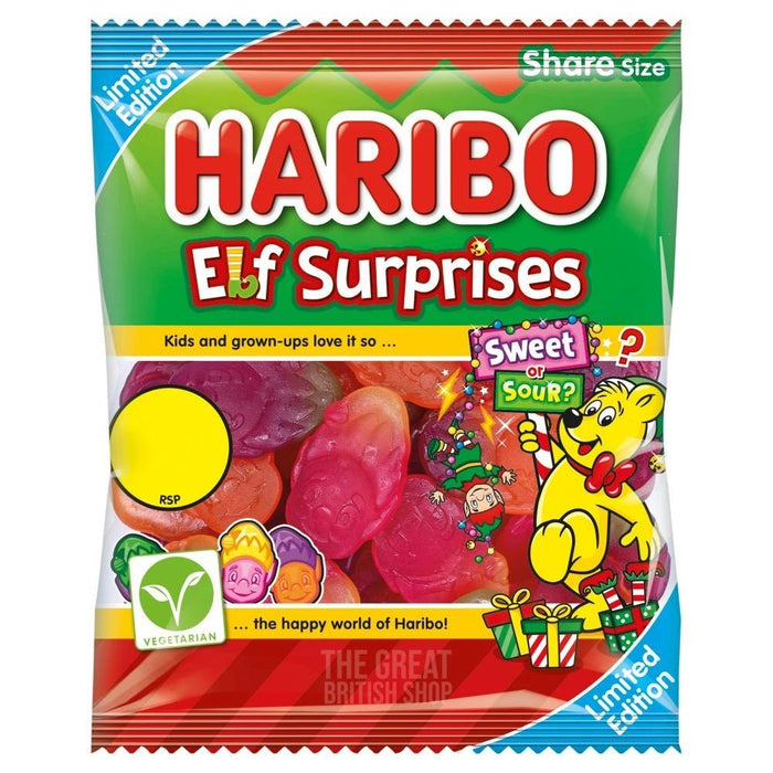 Haribo Elf Surprises Sweet Or Sour - 140g imported British grocery product available in Canada