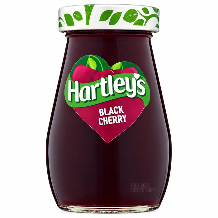 Hartley's Black Cherry Jam - 340g, front view of the product packaging