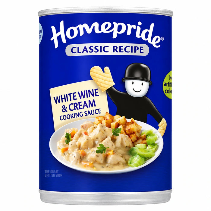 Homepride White Wine and Cream Cooking Sauce - 400g, front view of the product packaging