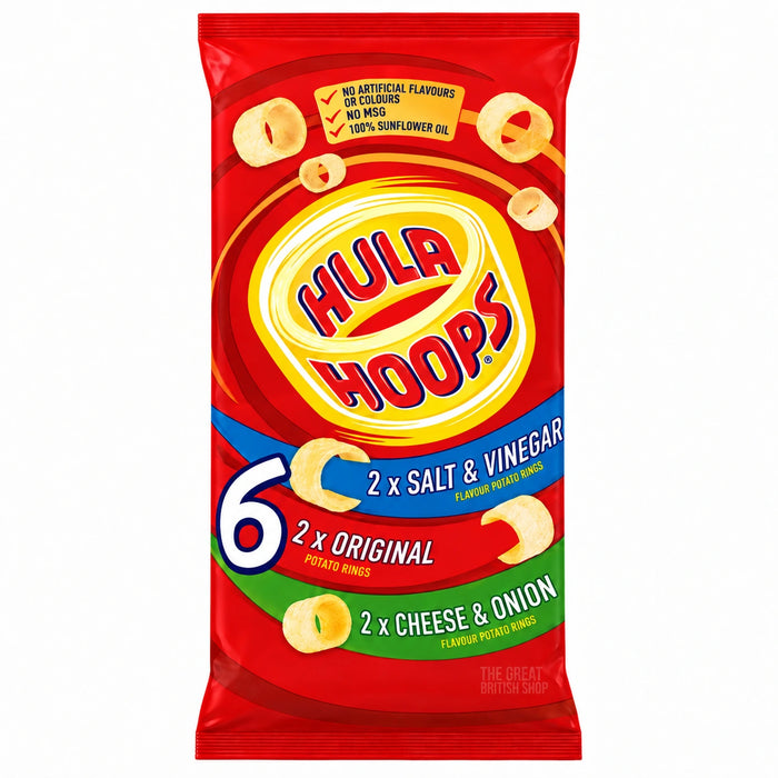Hula Hoops Variety 6 Pack, front view of the original product packaging.