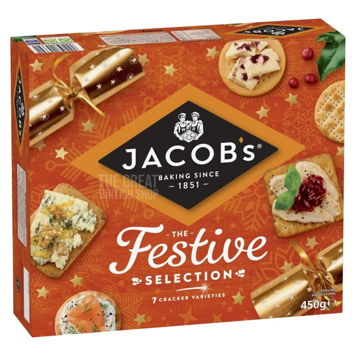 Jacob's Christmas Biscuits For Cheese Festive Selection - 450g imported British grocery product available in Canada