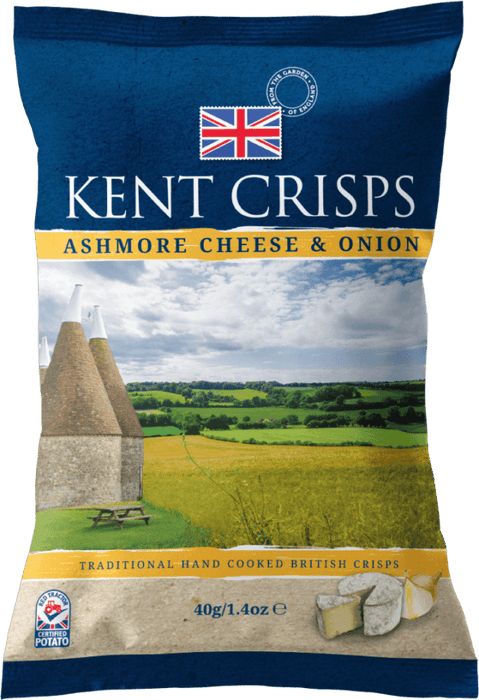 Kent Crisps Ashmore Cheese & Onion 150g imported British grocery product available in Canada