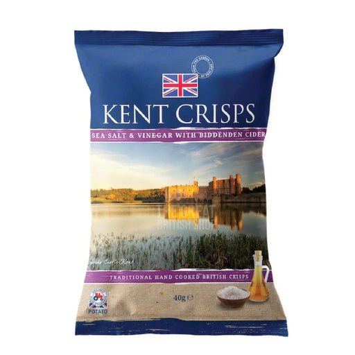 Kent Crisps Sea Salt & Vinegar with Biddenden Cider - 40g imported British grocery product available in Canada