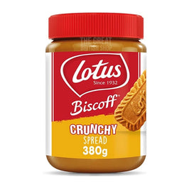 Lotus Biscoff Crunchy Spread 380g: the jar with red lid showing the label and biscuit image.