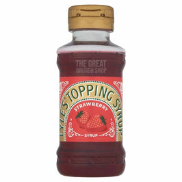 Lyle's Dessert Syrup Strawberry 325g, the plastic squeeze bottle with gold cap and red label.