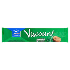 Lyons' Biscuits Viscount 98g, front of the green pack showing a biscuit and wrapped biscuit image.