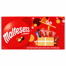 Maltesers & Friends Selection Box 207g: front of the box with assorted wrapped chocolate bars shown.