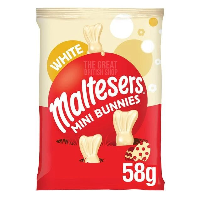 Maltesers White Mini Bunny Bag - 58g imported British grocery product available in Canada