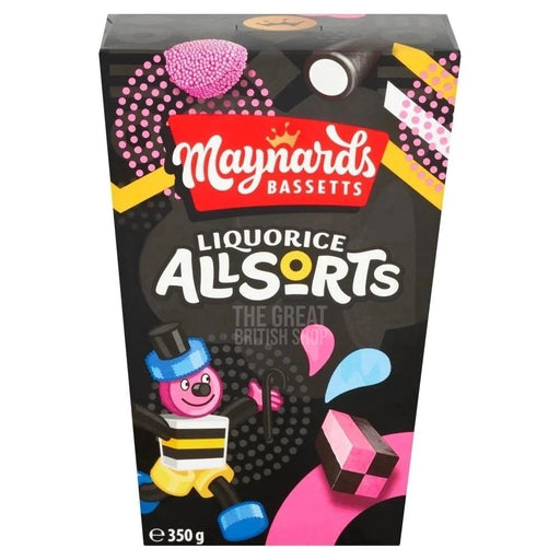 Maynards Bassetts Liquorice Allsorts Carton - 350g imported British grocery product available in Canada