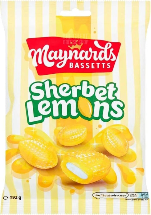 Maynards Sherbet Lemons - 192g imported British grocery product available in Canada