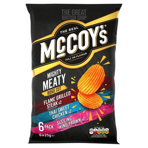 McCoy's Meaty Crisps Variety - 6 Pack imported British grocery product available in Canada