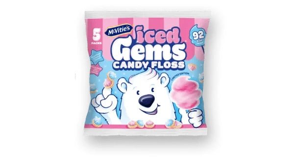 Mcvitie's Candy Floss Iced Gems - 5pk imported British grocery product available in Canada