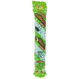 Millions Apple 55g: front of the green tube pack showing the sweets through the wrapper.