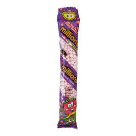 Millions Raspberry 55g: front of the tube pack showing the sweets through the clear window.