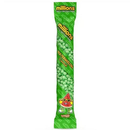 Millions Watermelon 55g: front of the green tube pack showing sweets inside.