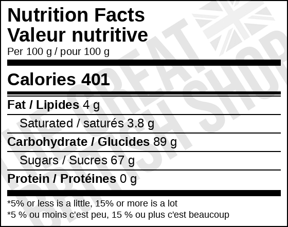 Millions Watermelon - 55g nutrition facts label / valeur nutritive