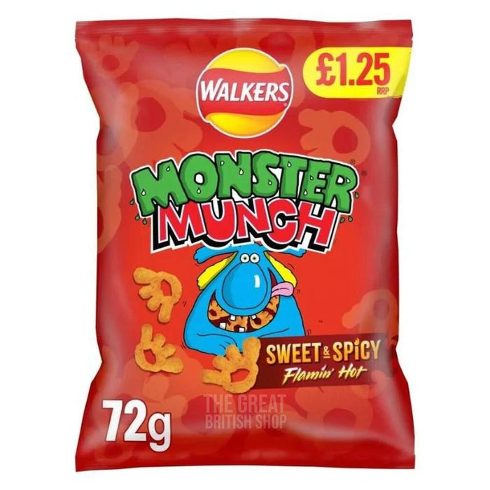 Monster Munch Big Bag Flamin' Hot - 72g imported British grocery product available in Canada