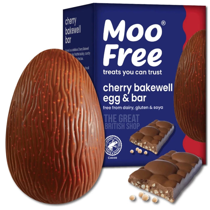 Moo Free Cherry Bakewell Egg & Bar - 135g imported British grocery product available in Canada