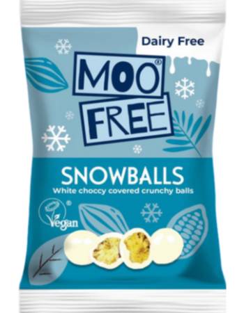 Moo Free Gluten & Dairy Free White Chocolate Snowballs Bag - 35g | British Store Online | The Great British Shop