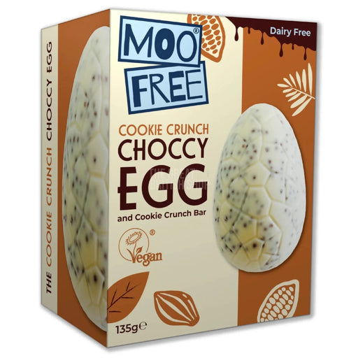 Moo Free Vegan Cookie Crunch Chocolate Egg with Bar - 135g imported British grocery product available in Canada