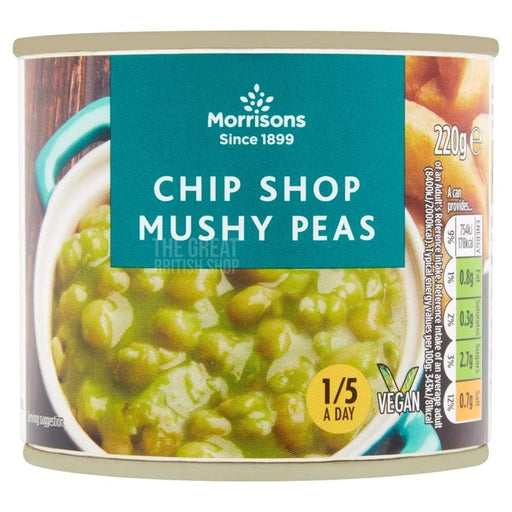 Morrisions Chip Shop Mushy Peas - 220g imported British grocery product available in Canada