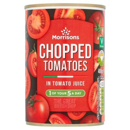 Morrisons Chopped Tomatoes - 400g, front view of the product packaging