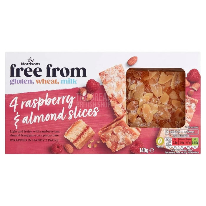 Morrisons Free From Fruity Almond Slices - 132g imported British grocery product available in Canada